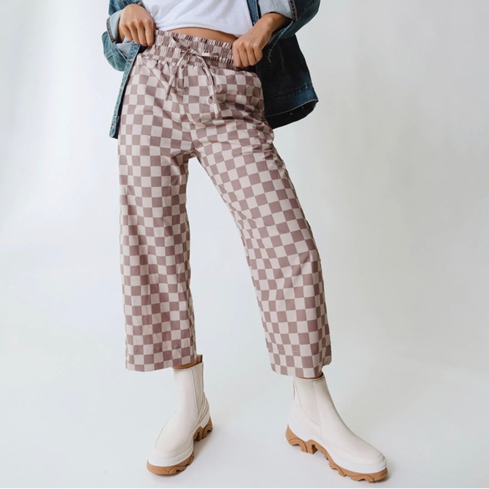 albion fit checkered aubrey wide leg pants